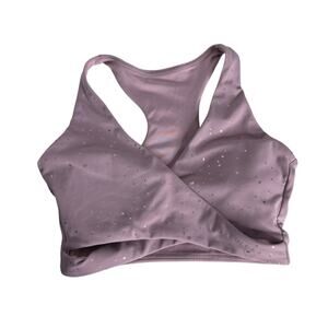 Ryderwear Cross Front Silver Speckled Sports Bra‎ with Pads Women’s Size Small